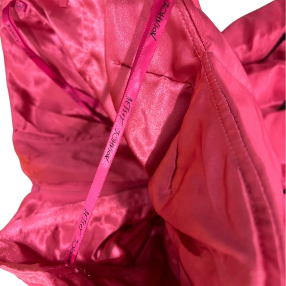 Vintage Betsey Johnson Pink Dahlia Party Dress Taffeta Sequin Strapless - Picture 5 of 8